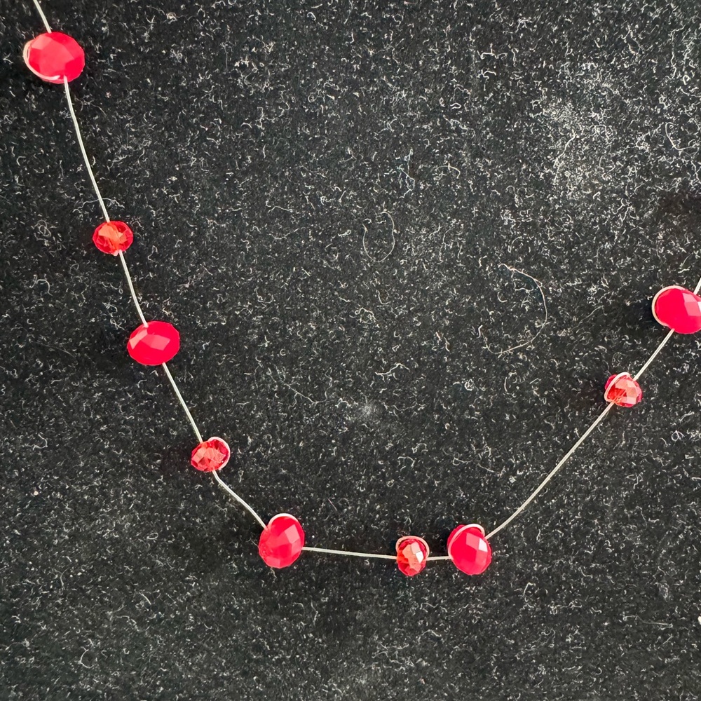 Elegant Red crystal illusion necklace